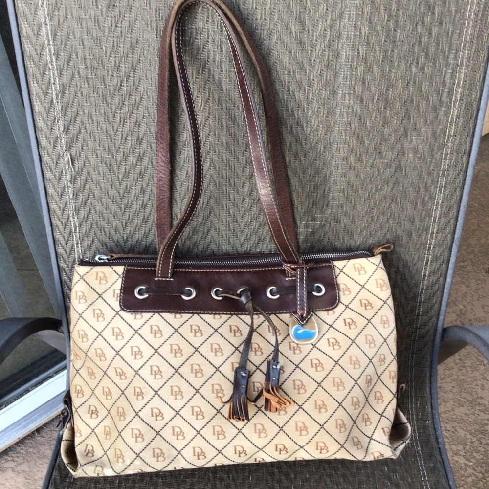 Dooney & Bourke Tan/Brown Signature Canvas/Leather Satchel Bag